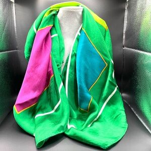 Vintage Anne Klein Colorful Silk Scarf